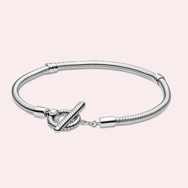 Pulsera Diseño Cadena de Serpiente Plata con Cierre en forma de T