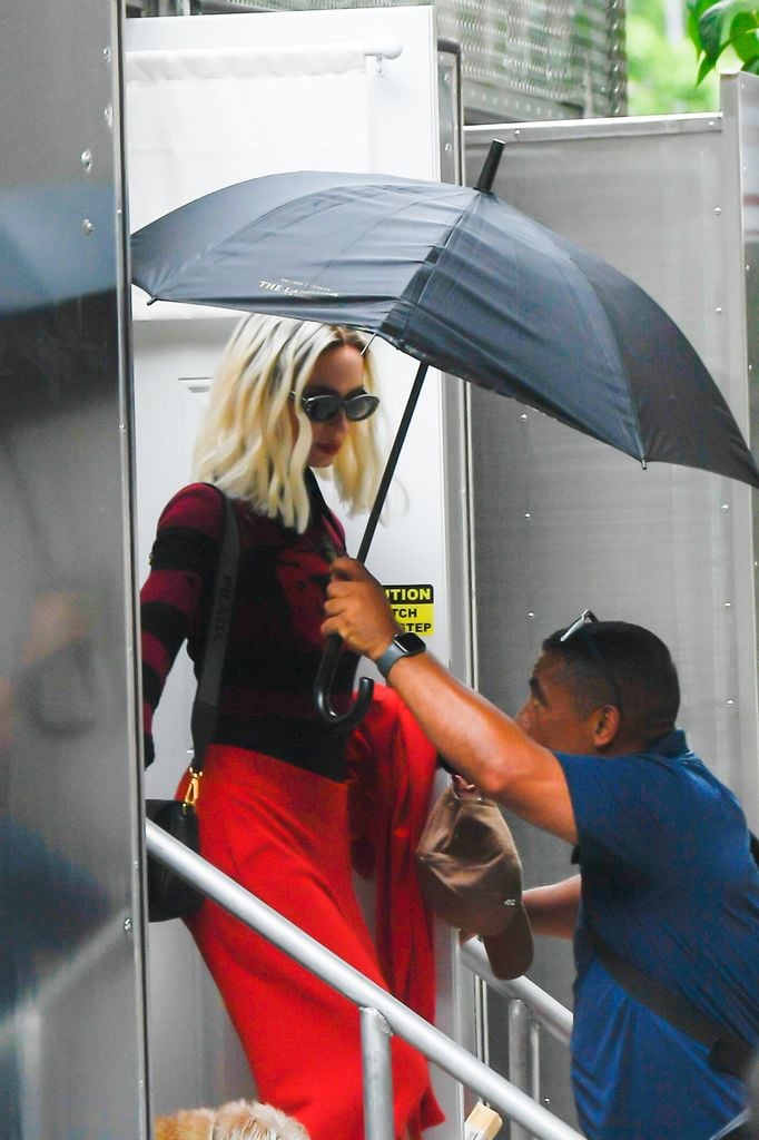 Emily Blunt en el set de su próxima película.