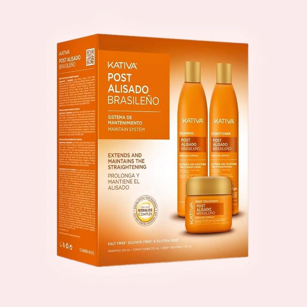 EL MEJOR PARA CABELLOS LISOS: Kativa Kit Champú, Acondicionador y Mascarilla Post Tratamiento
