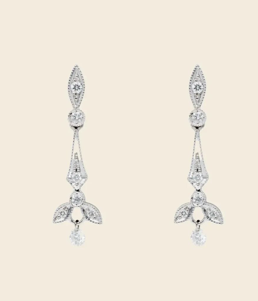 Pendientes largos de novia de Marina García