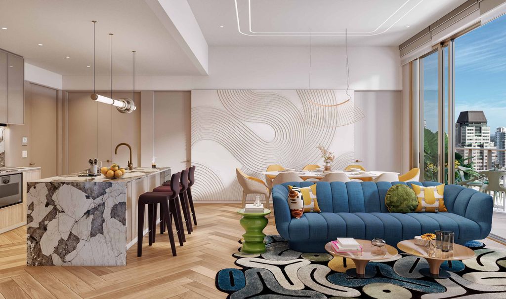 Piso urbano con diseño biofílico que recuerda a la naturaleza