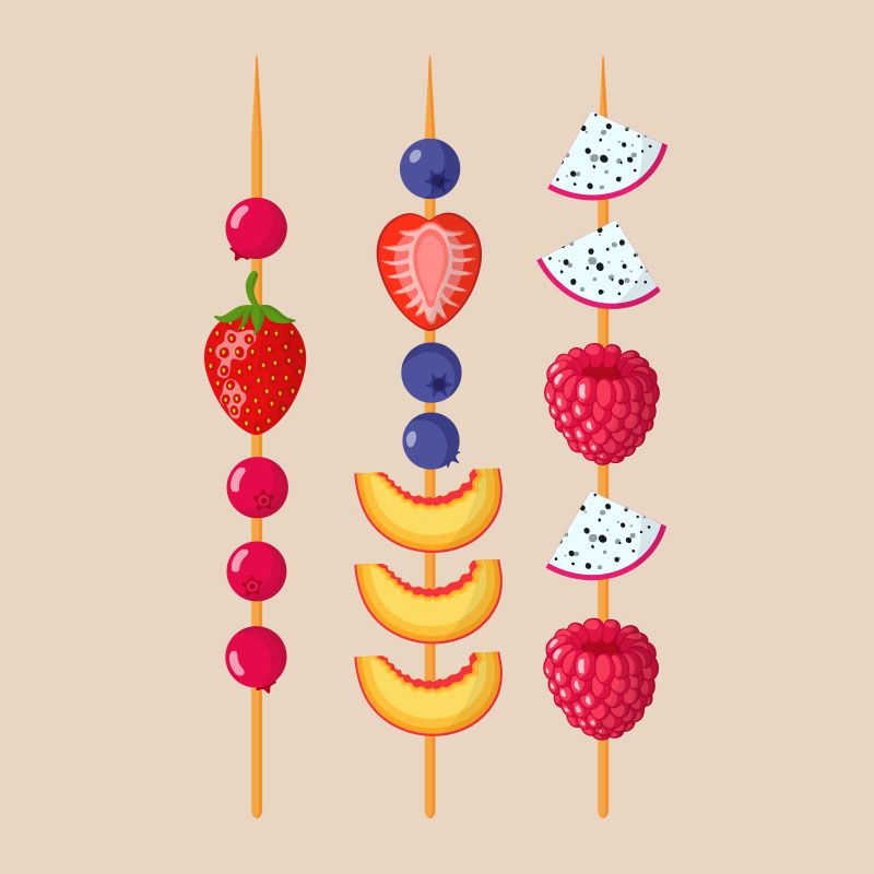 Brochetas de frutas como postre de boda