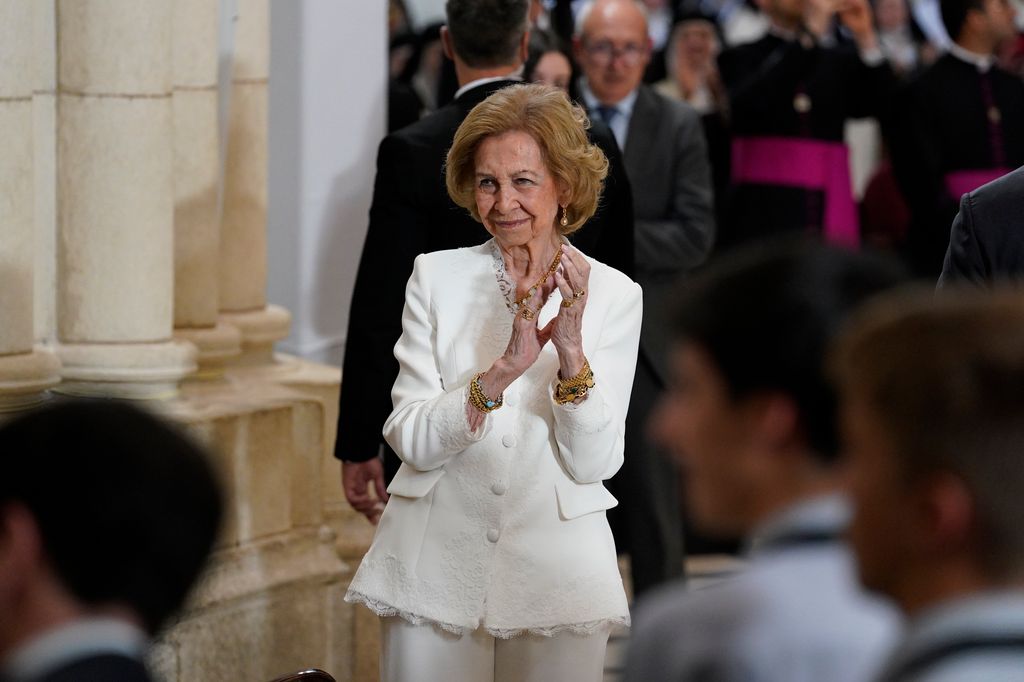 La reina Sofía en la oración de la Catedral de la Almudena con el Papa
