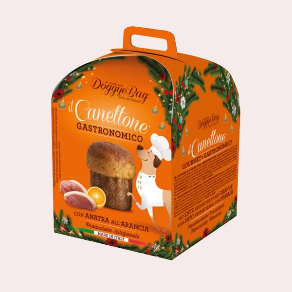 Panettone para perros Doggyebag canettone gastronómico pato a la naranja