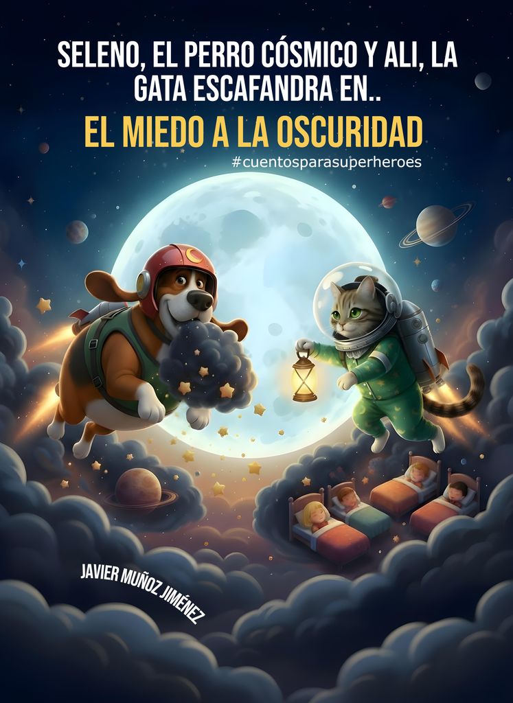 Seleno, el perro cósmico y Ali, la gata escafandra en… el miedo a la oscuridad, de Javier Muñoz Jiménez