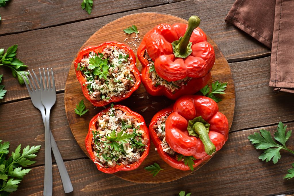 Pimientos rellenos de arroz