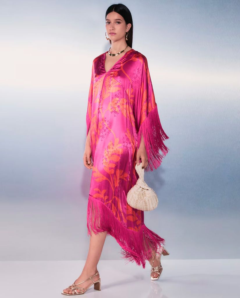 Vestido kaftán estampado flecos de Tintoretto