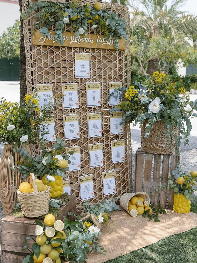 Decoración de bodas en amarillo seating plan