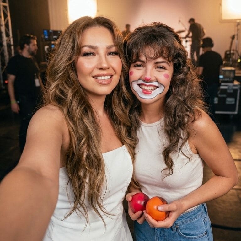 'María Mercedes' puso una pausa en su trabajo en las calles para sonreír en la selfie con Thalía