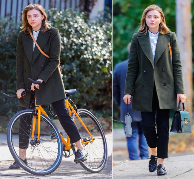 Chloe Moretz look en bicicleta