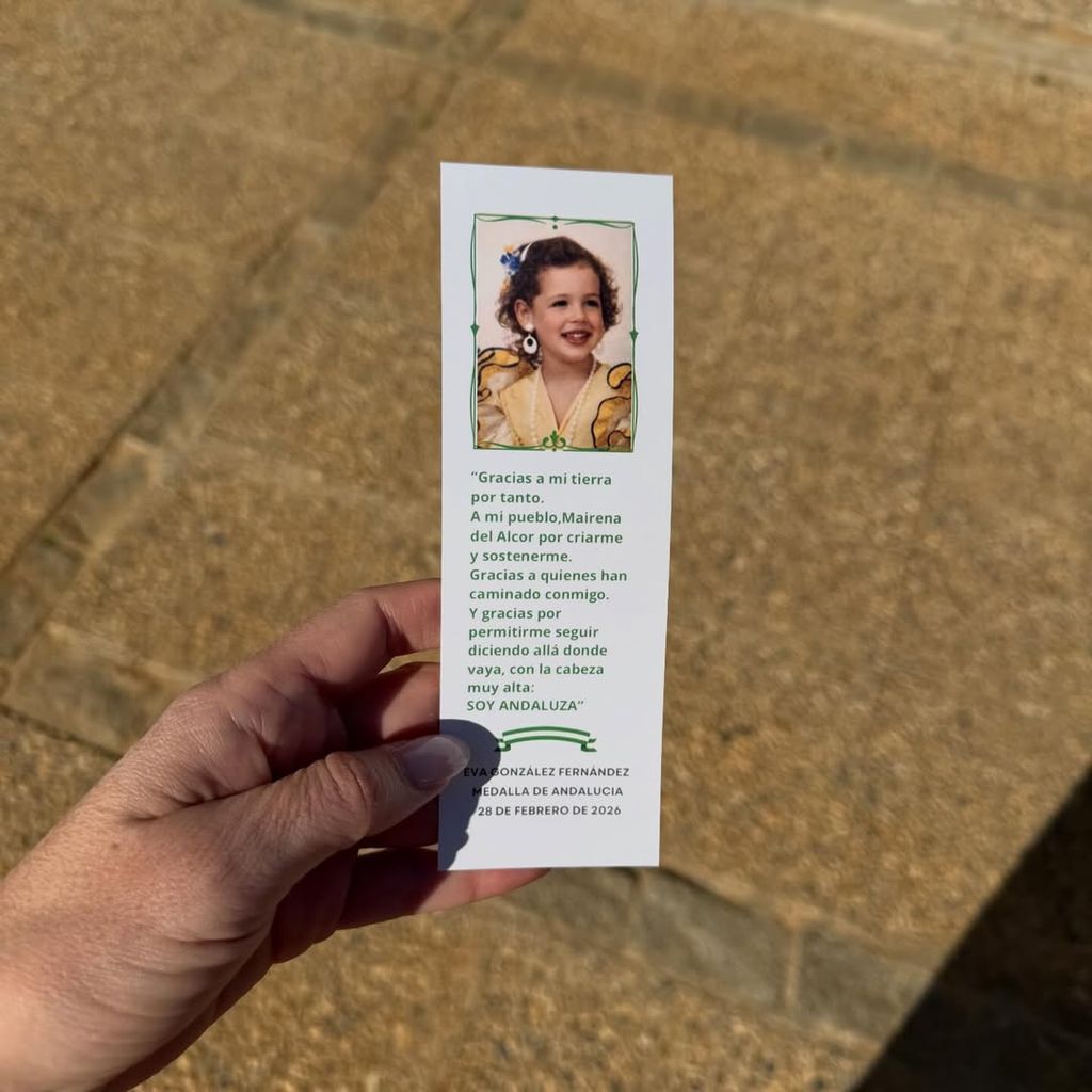 Recordatorio que dio Eva González en la fiesta por su Medalla de Andalucía