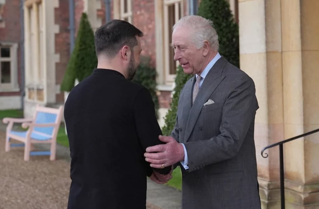 Caarlos recibió al presidente ucraniano Zelenski en la finca de Sandringham el 2 de marzo de 2025.