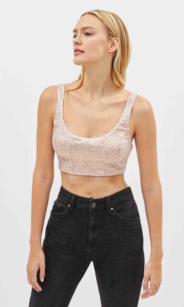 top rosa palo de bershka con escote u