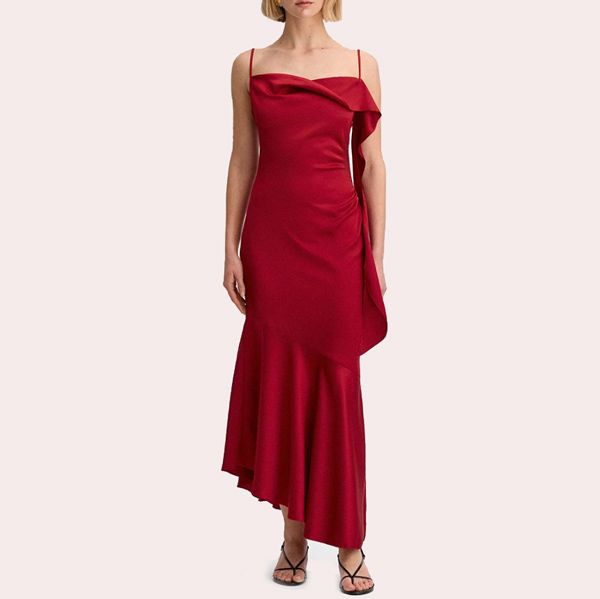 Simorra Vestido midi asimétrico de tirantes