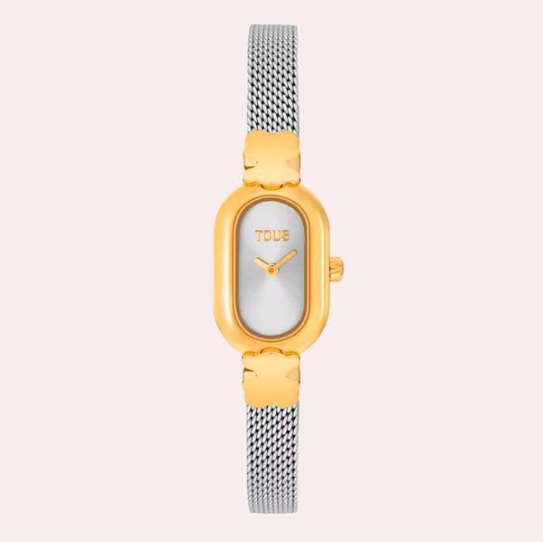 TOUS Reloj analógico Joya con Brazalete de Acero y Acero Dorado Oval Icon