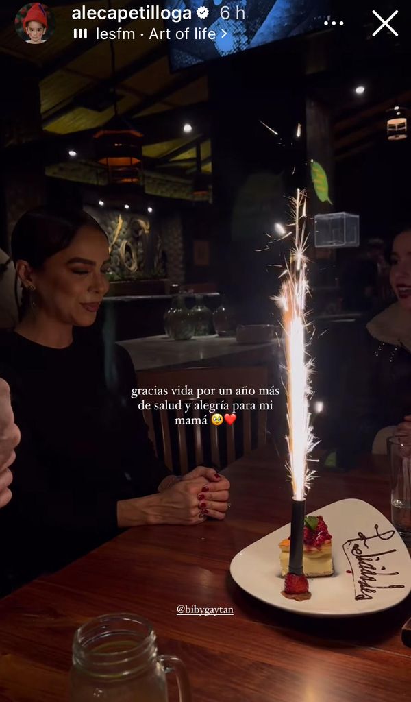 Biby Gaytán apagó la velita de su pastel en su íntimo festejo familiar.