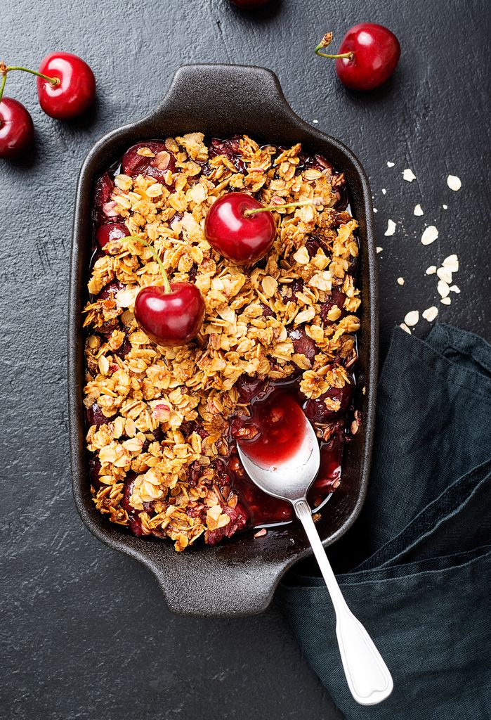 Dentro de los crumbles, es de cerezas es uno de los más populares. 