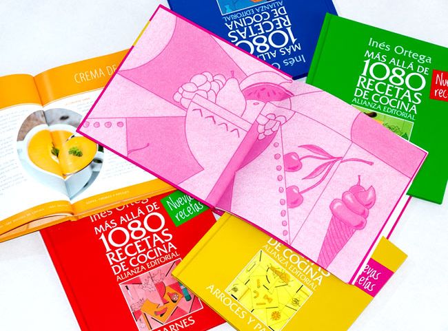 Los tomos de la colección 'Más allá de 1080 Recetas de cocina' nos proponen un total de 116 recetas totalmente nuevas, sencillas, y asequibles, divididas por grupos de alimentos o preparaciones culinarias: ‘Ensaladas’, ‘Sopas, cremas y potajes’, ‘Arroces y pastas’, ‘Pescados’, Carnes’ y, por último, ‘Repostería’.
