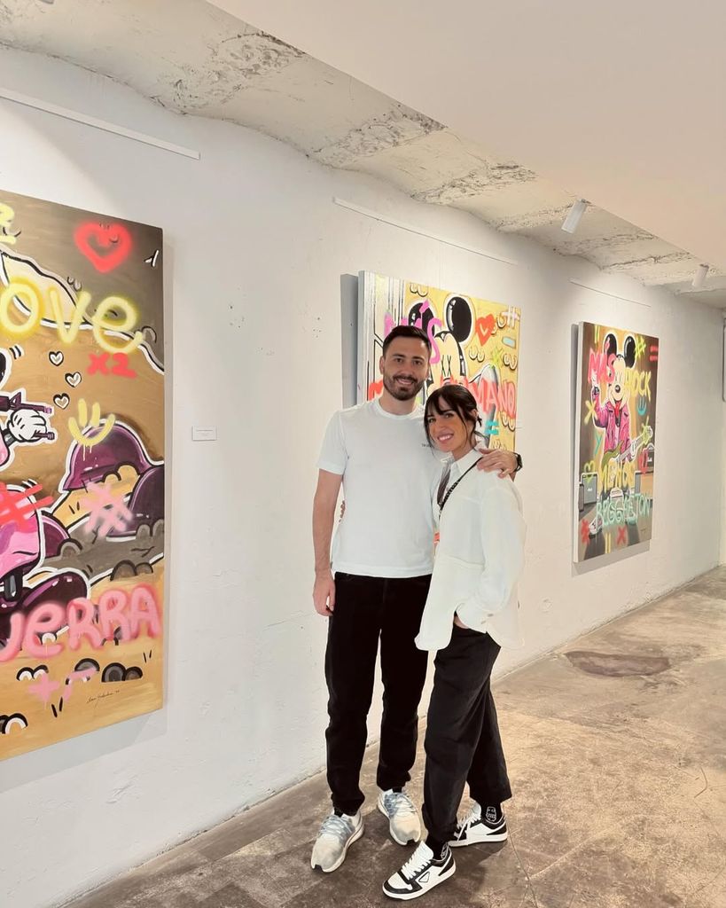 Ana Galocha y Davide Ancelotti en la primera exposición de la artista