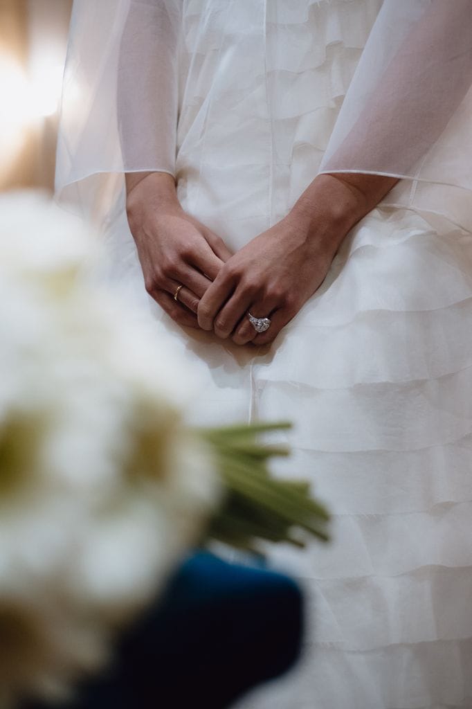 Vestido de novia con volantes y cancán de Ynés Suelves