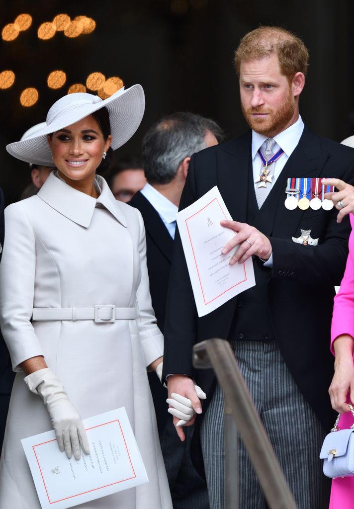 Harry y Meghan en su visita al Reino Unido por el Jubileo de Platino de la reina Isabel II.