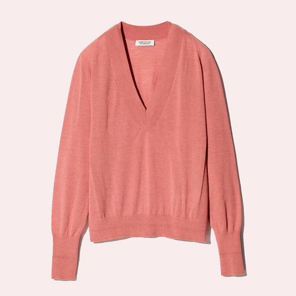 Jersey merino seda cuello pico