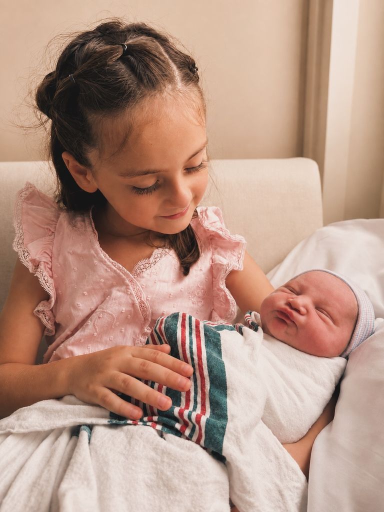 El dulce momento en el que Megan, hija de Michelle Galván, conoce a su hermanito
