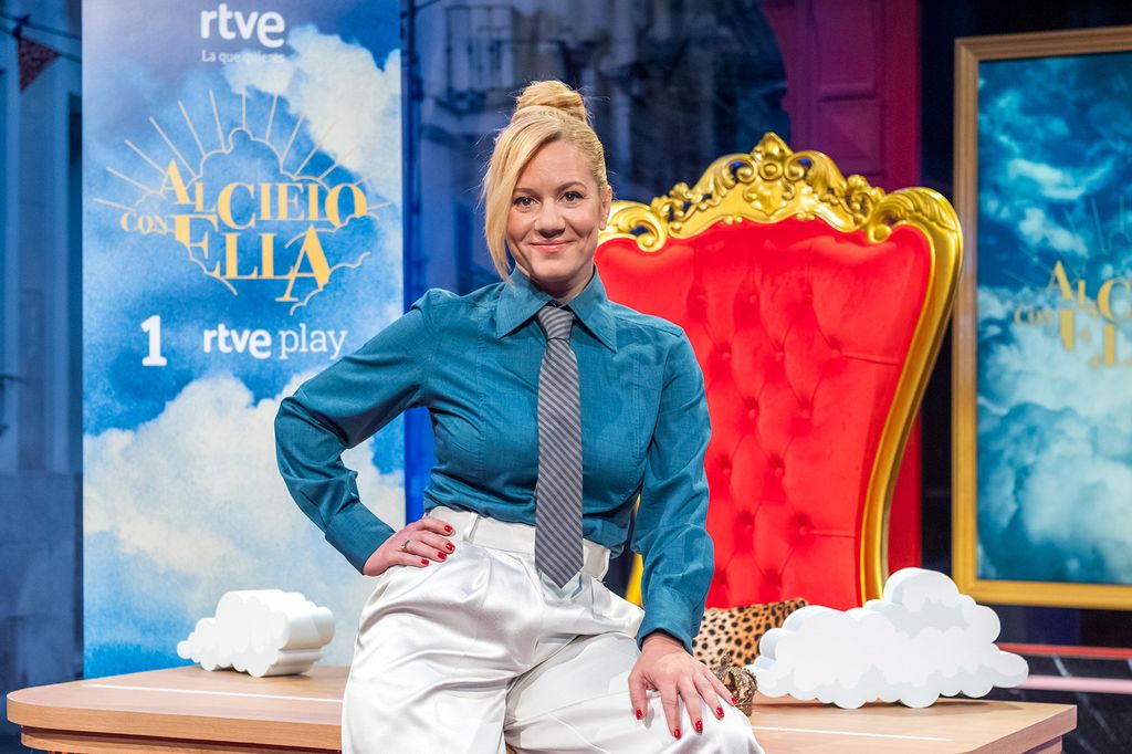 Henar Álvarez, este lunes durante la presentación de 'Al cielo con ella', que da el salto a La 1