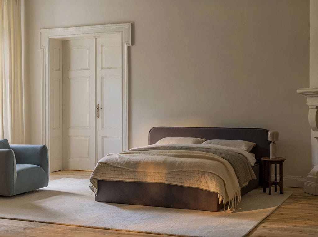 Dormitorio con pocas piezas pero muy bien seleccionadas, por lo que resulta acogedor