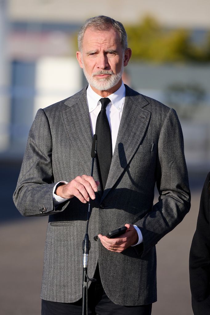 Ante las puertas del Hospital Universitario de Toledo, Felipe VI atendió a los medios