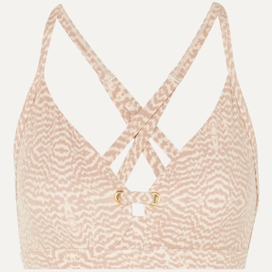 lindley eyelet embellished printed stretch sports bra de varley