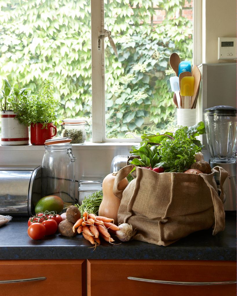 Una bolsa de la compra con verduras y hortalizas