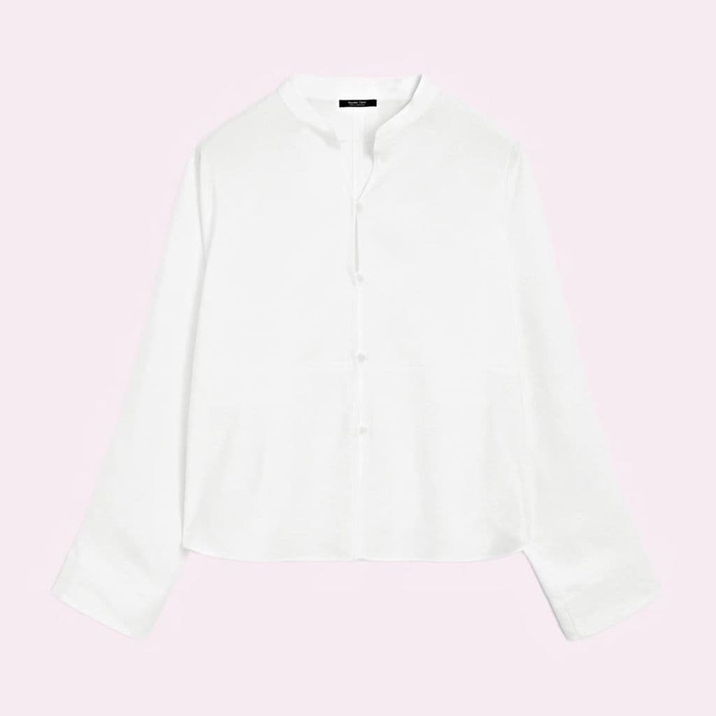 Camisa blanca de Massimo Dutti con cuello mao