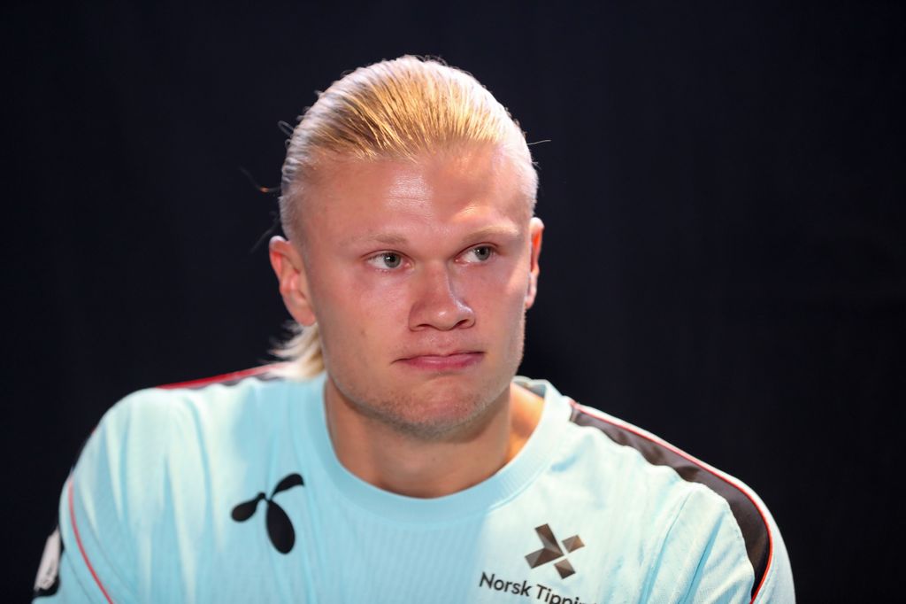 Erling Haaland durante una rueda de prensa