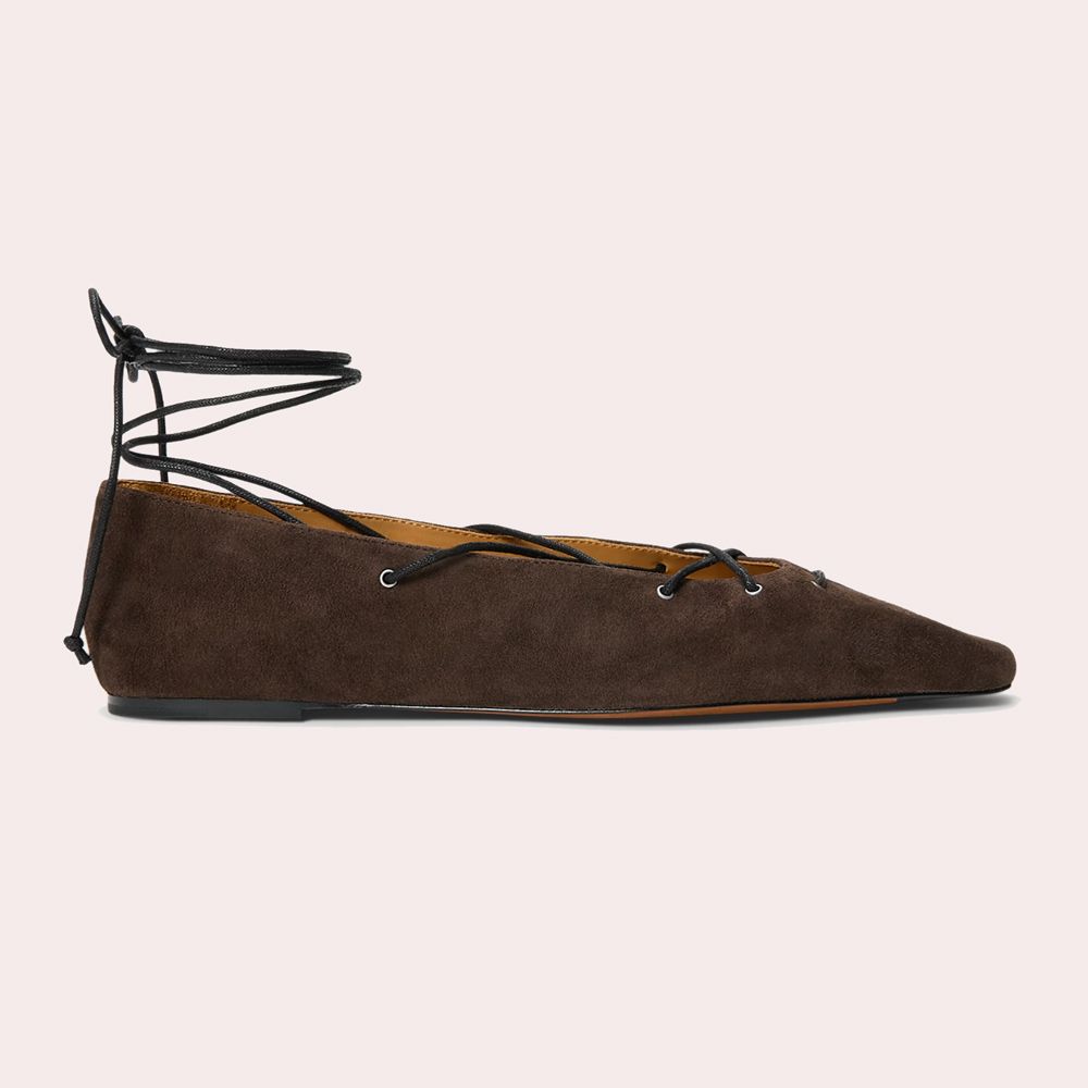 Bailarinas de ante en punta con lazada