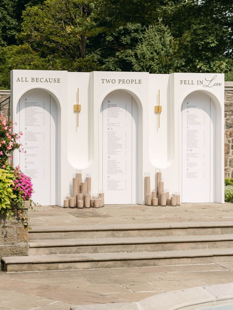 Seating plans de boda en columnas panel