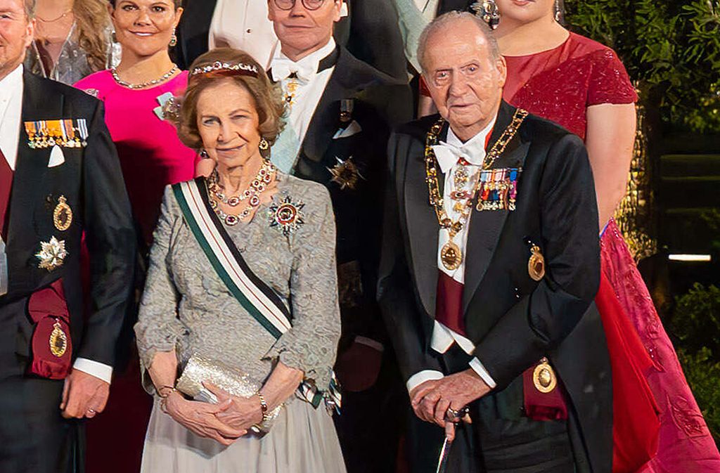 Los reyes Juan Carlos y Sofía en la boda del príncipe Hussein y Rajwa en 2023
