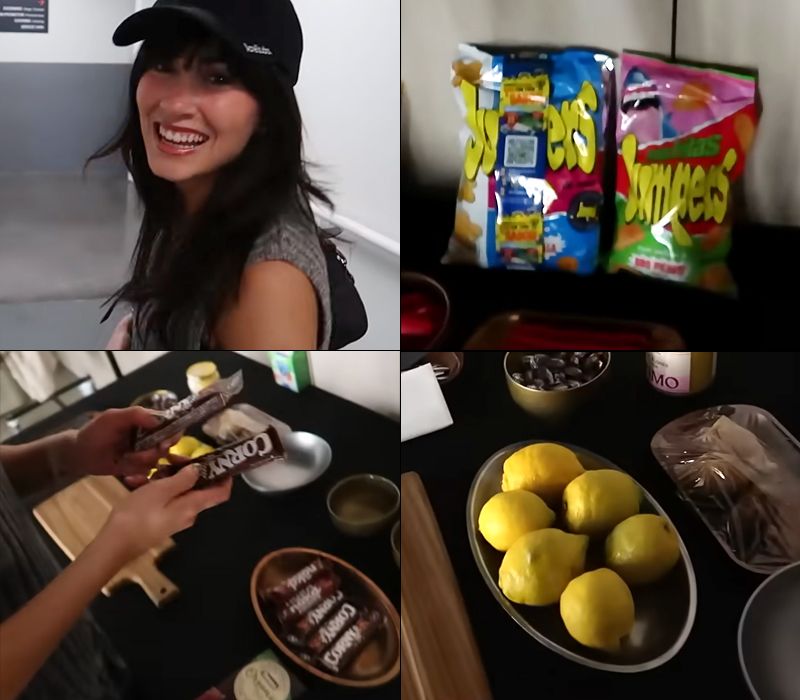 Jumpers, barritas de cereales y limones, parte del 'menú' en el camerino de la artista.
