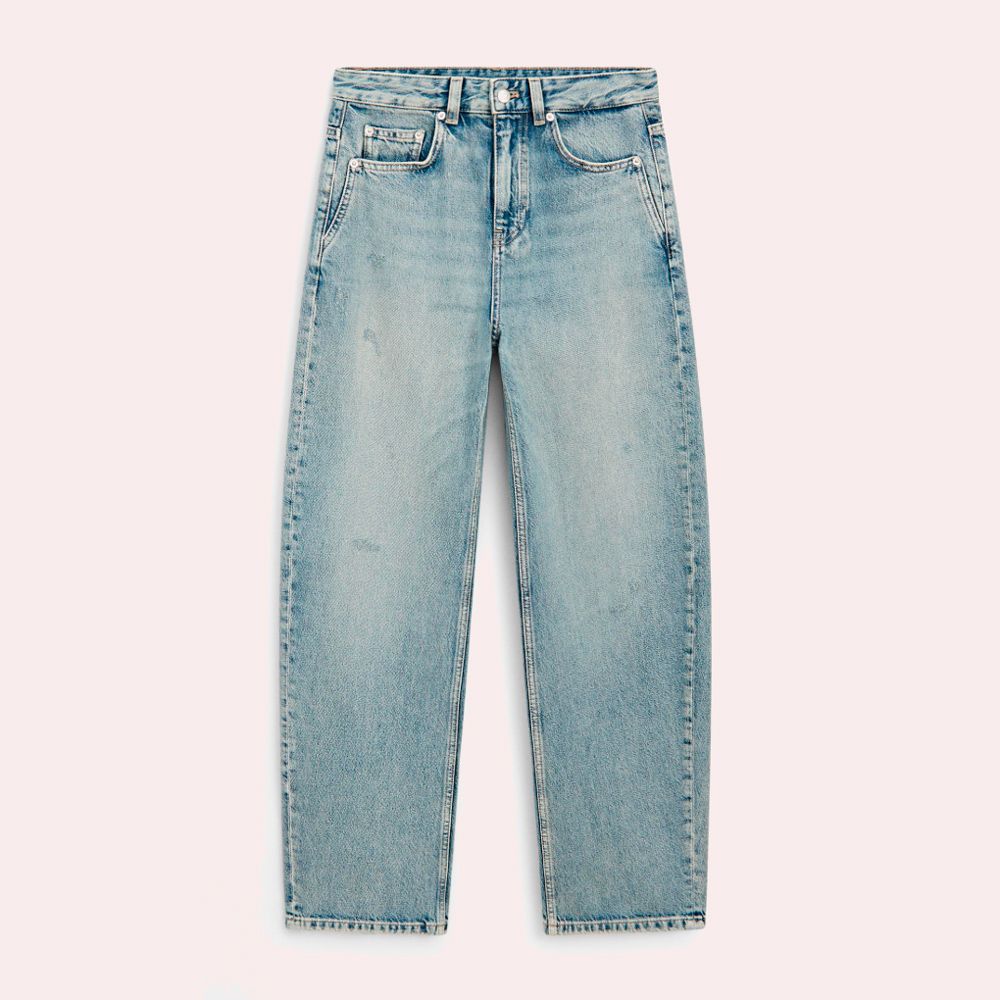 Jeans barrel fit tiro medio