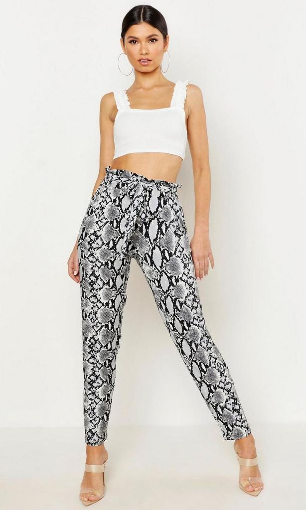 snake print tapered pants de boohoo