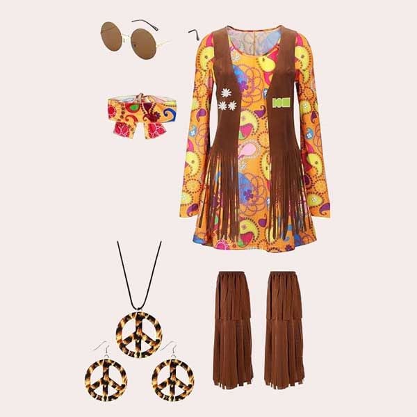 TOLOYE Disfraz Hippie Mujer