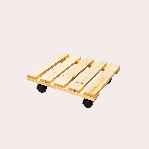 Soporte para Macetas con Ruedas de Madera de Pino Natural Aliexpress