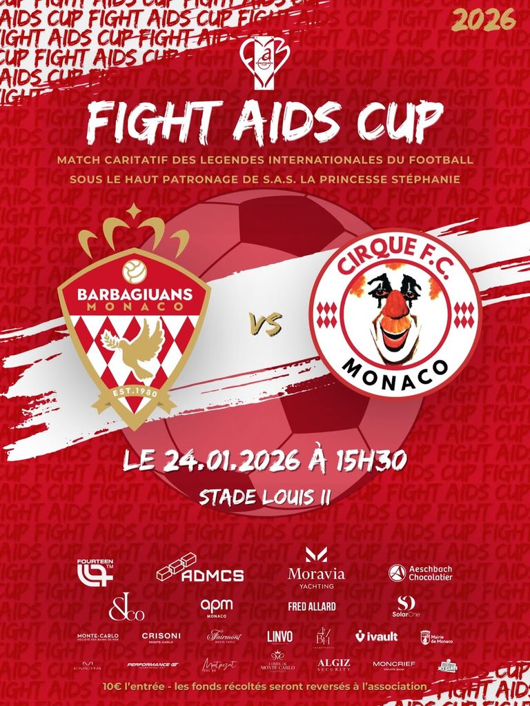 Cartel del encuentro benéfico que tendrá lugar en el Estadio Louis II el próximo 24 de enero de 2026