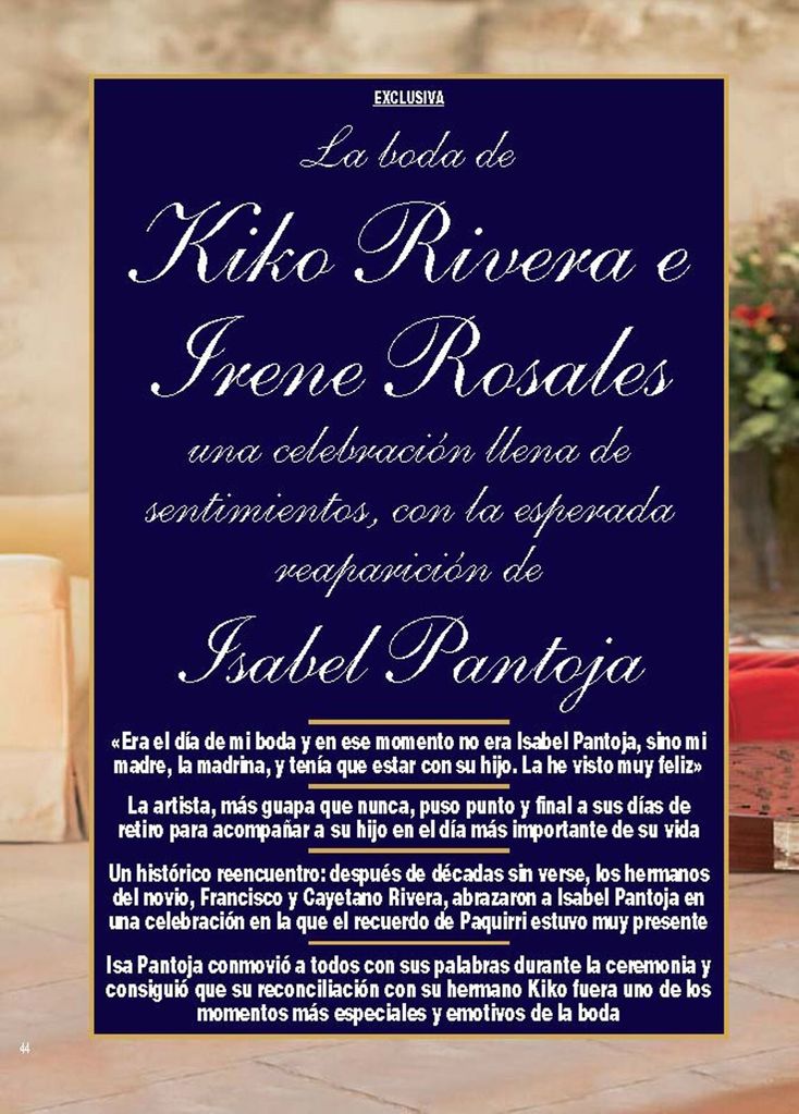 Boda Kiko Rivera e Irene Rosales - HOLA - octubre 2016