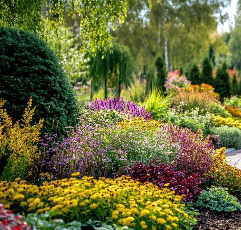 Flores de colores en el jardín