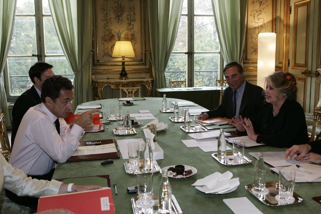 Brigitte Bardot en una reunión con Nicolas Sarkozy en 2007 .