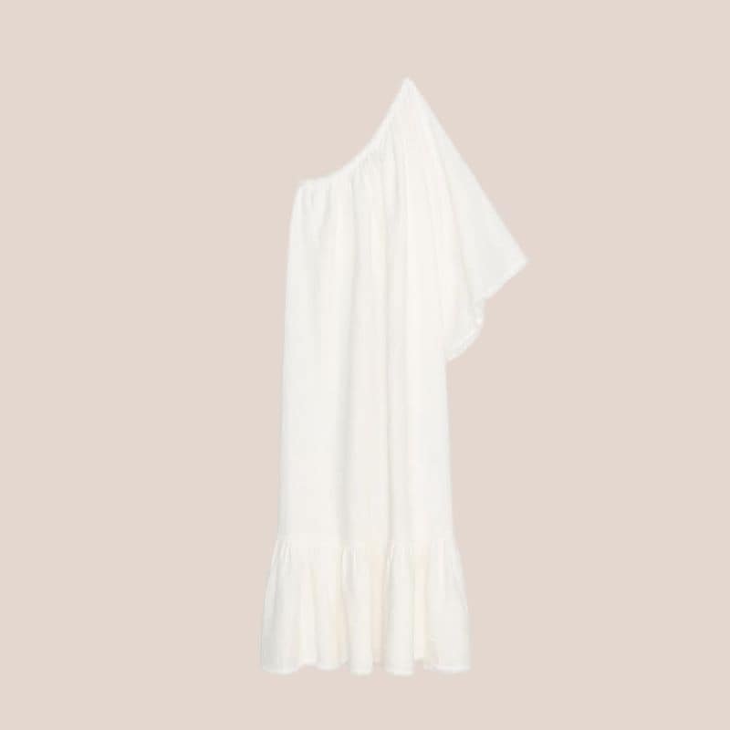 vestido blanco asimetrico
