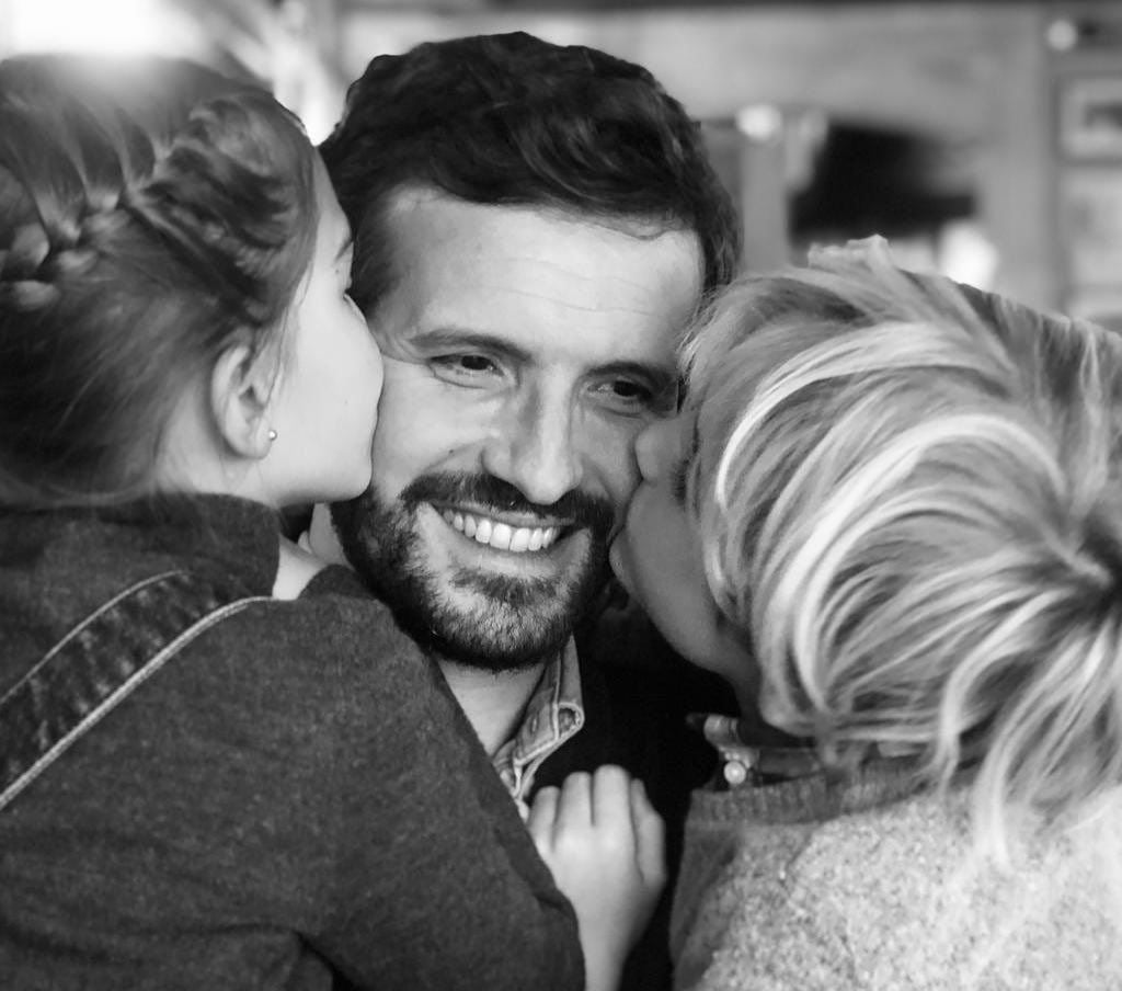 Pablo Casado con sus dos hijos, Paloma y Pablo