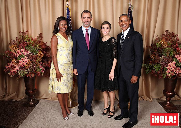 Reyes Felipe y Letizia con los Obama