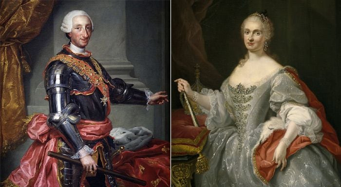 Carlos III de España (1716-1788) y de María Amalia de Sajonia (1724-1760), padres de Fernando I
